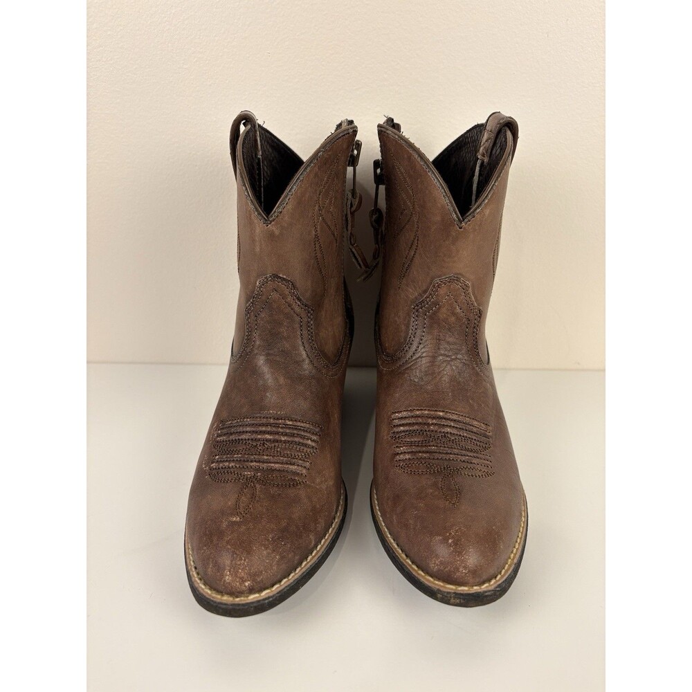 Ariat Women’s Brown Leather Western Ankle Boots Zip US 6.5 EU 37 - Picture 2 of 8